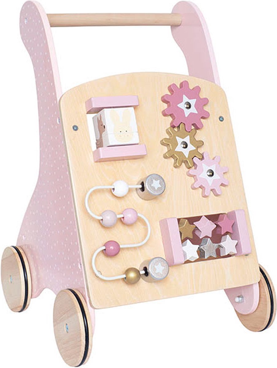 Houten duwwagen babywalker – roze |  